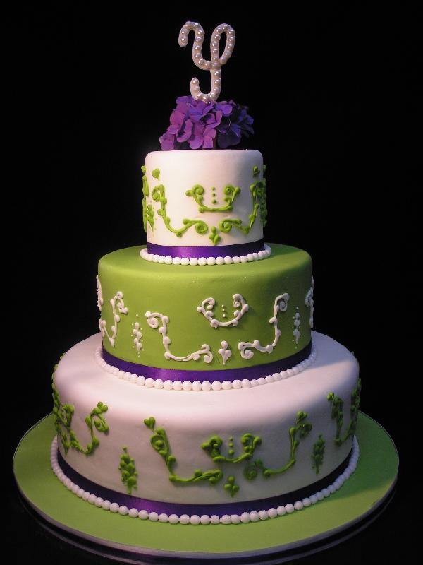 Green and Purple Wedding Cake