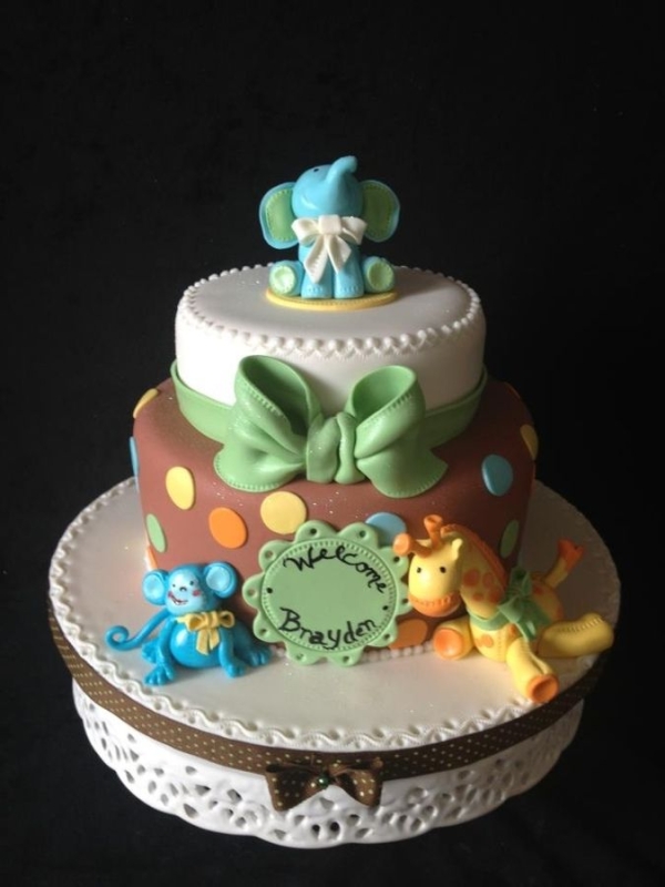 Jungle Animal Baby Shower Cake Boy