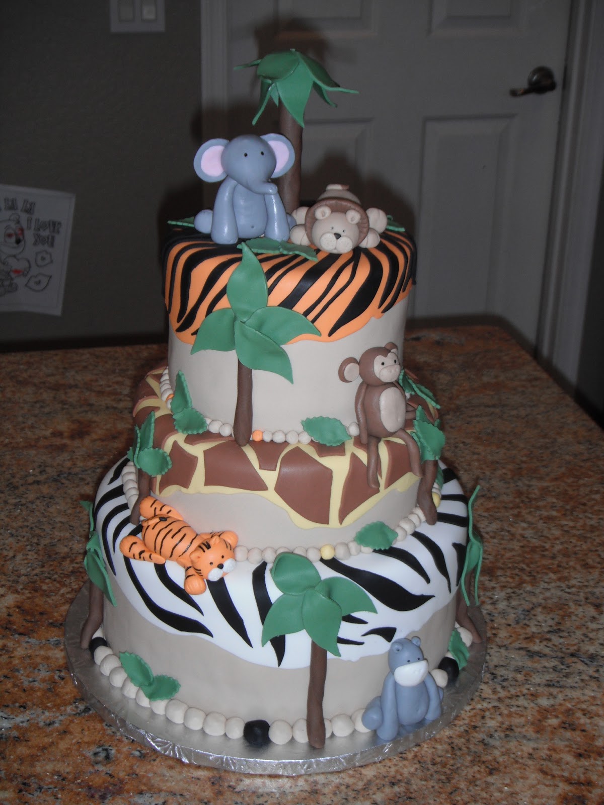 Jungle Animal Theme Baby Shower Cake