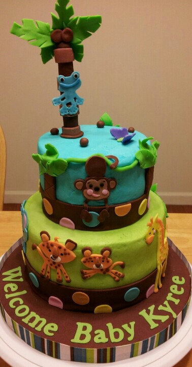 Jungle Safari Animals Baby Shower Cake