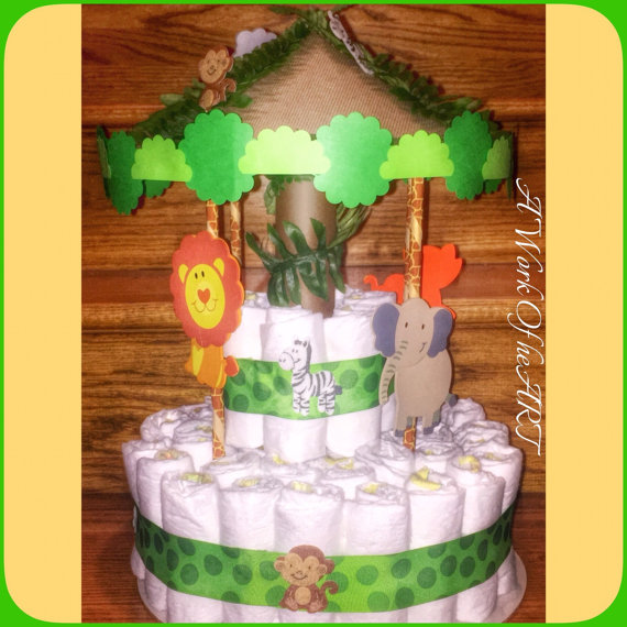 13 Photos of Carousel Diaper Cakes Safari