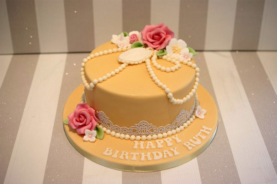 Lace and Pearls Birthday Cake