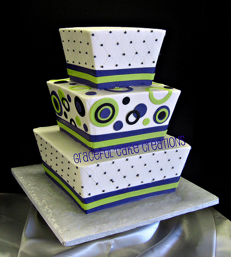 Lime Green and Purple Birthday Cake