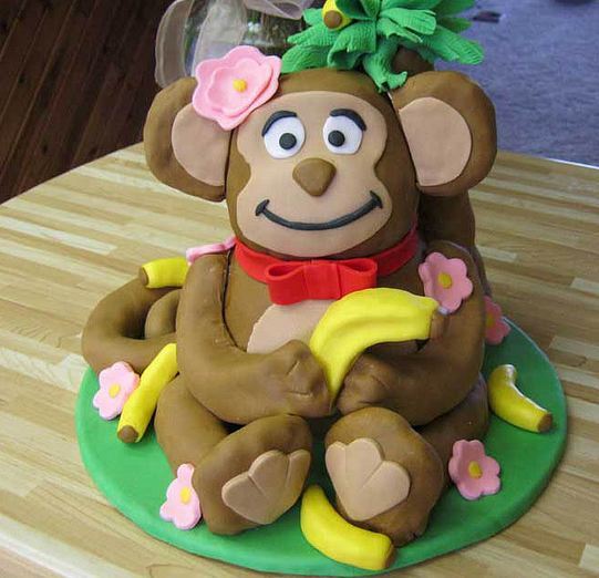 Monkey Banana Birthday Cake