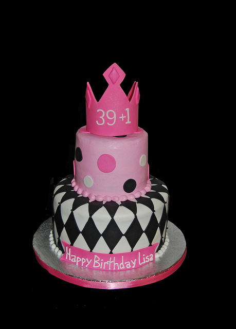 Pink and Black 40th Birthday Cake