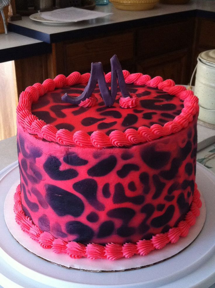 Pink and Purple Cheetah Print Cake