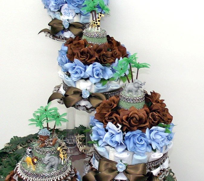 Safari Diaper Cake Centerpieces