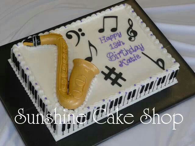 Saxophone Themed Birthday Cake