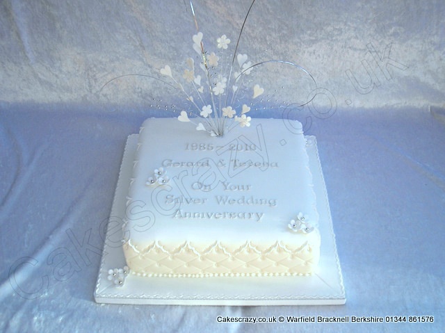 Silver 25th Wedding Anniversary Cake