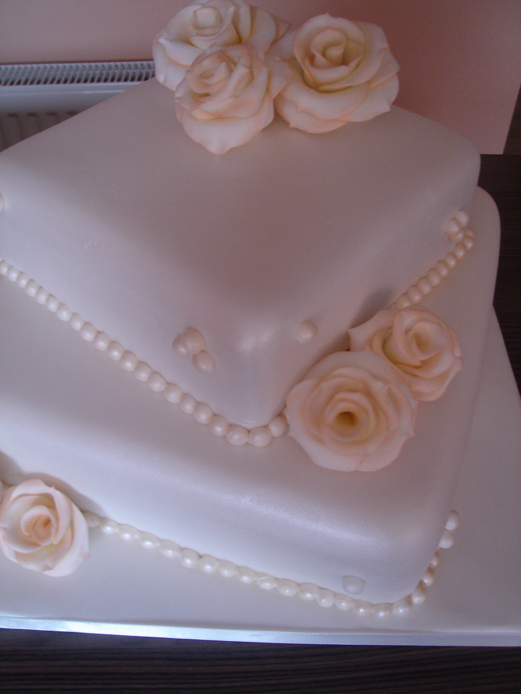 Square Wedding Cakes with Roses