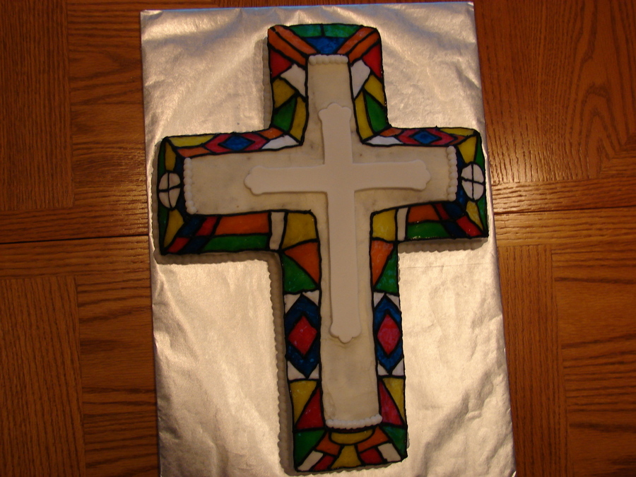 Stained Glass First Communion Cake