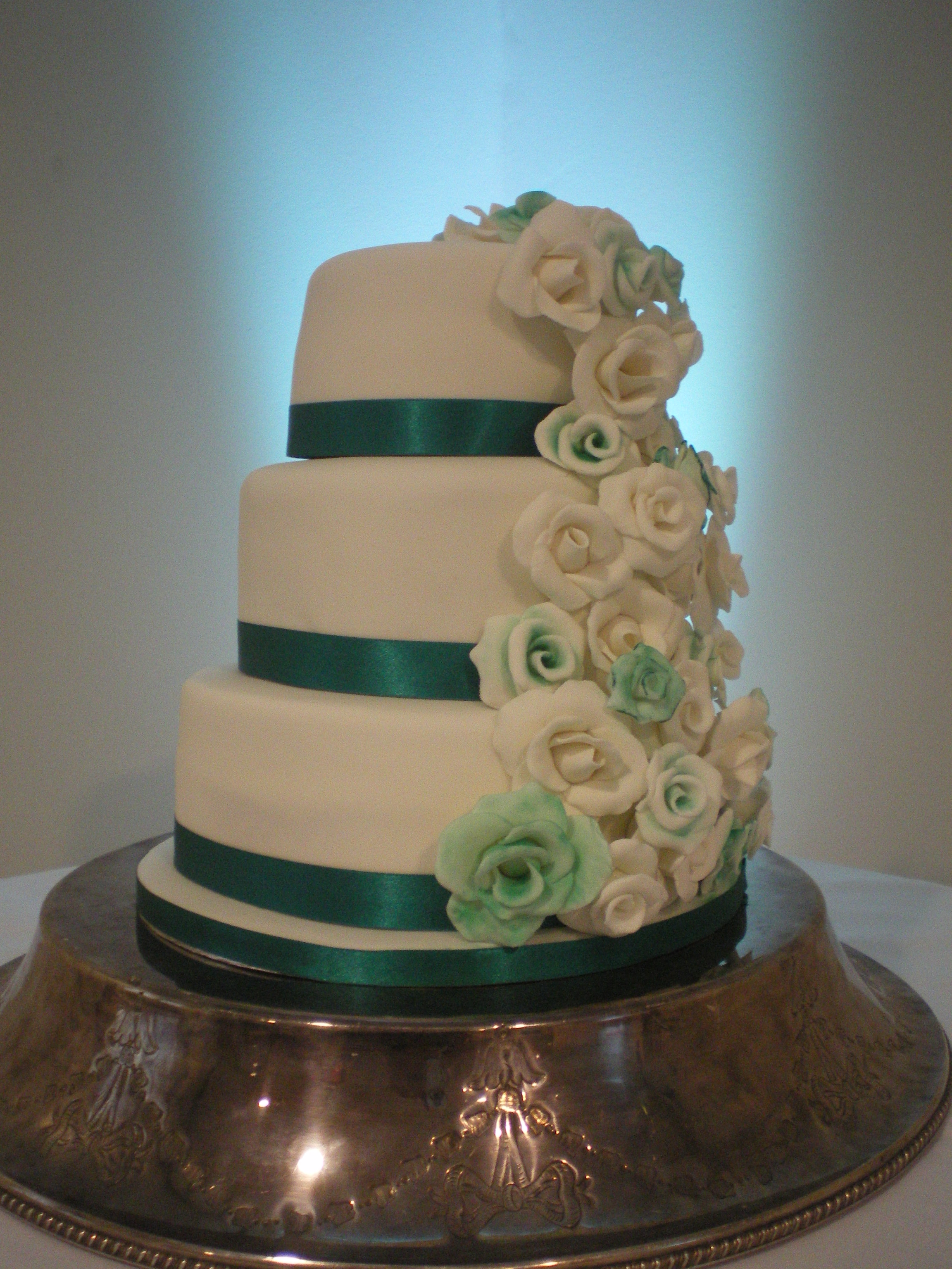 Teal and Cream Wedding Cake