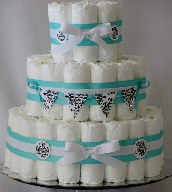 Tiffany Blue Baby Shower Diaper Cake