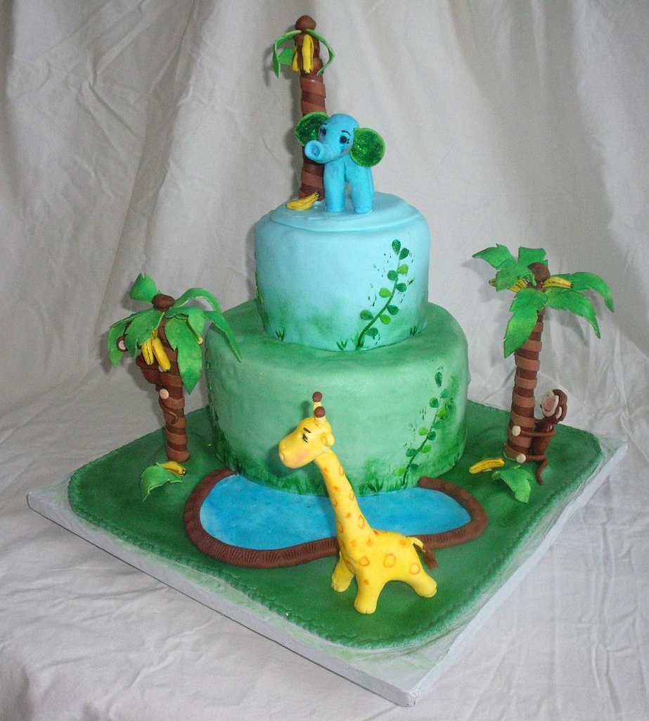 Tree Jungle Monkey Baby Shower Cake