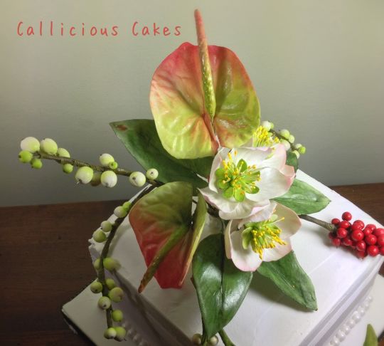 Tropical Fondant Flowers Cake