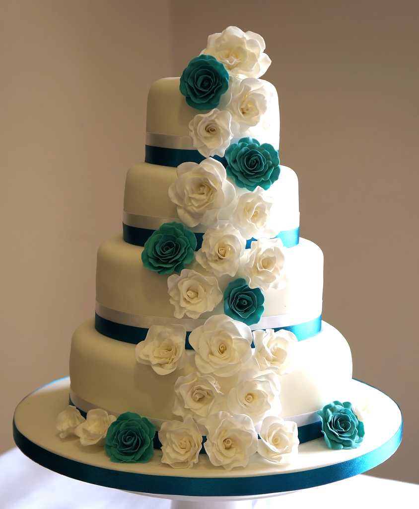 11 Photos of Teal And Cream Wedding Cakes