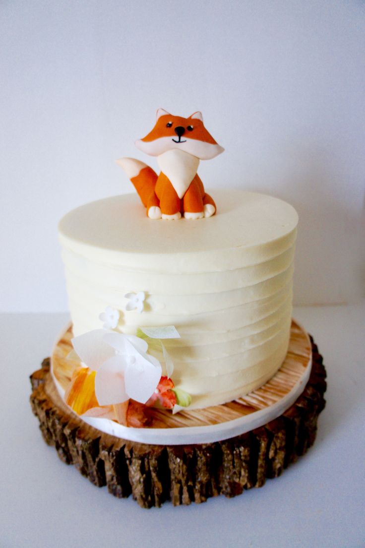 Woodland Fox Baby Shower Cake