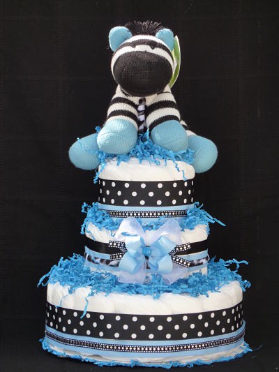 Zebra Boy Baby Shower Cake