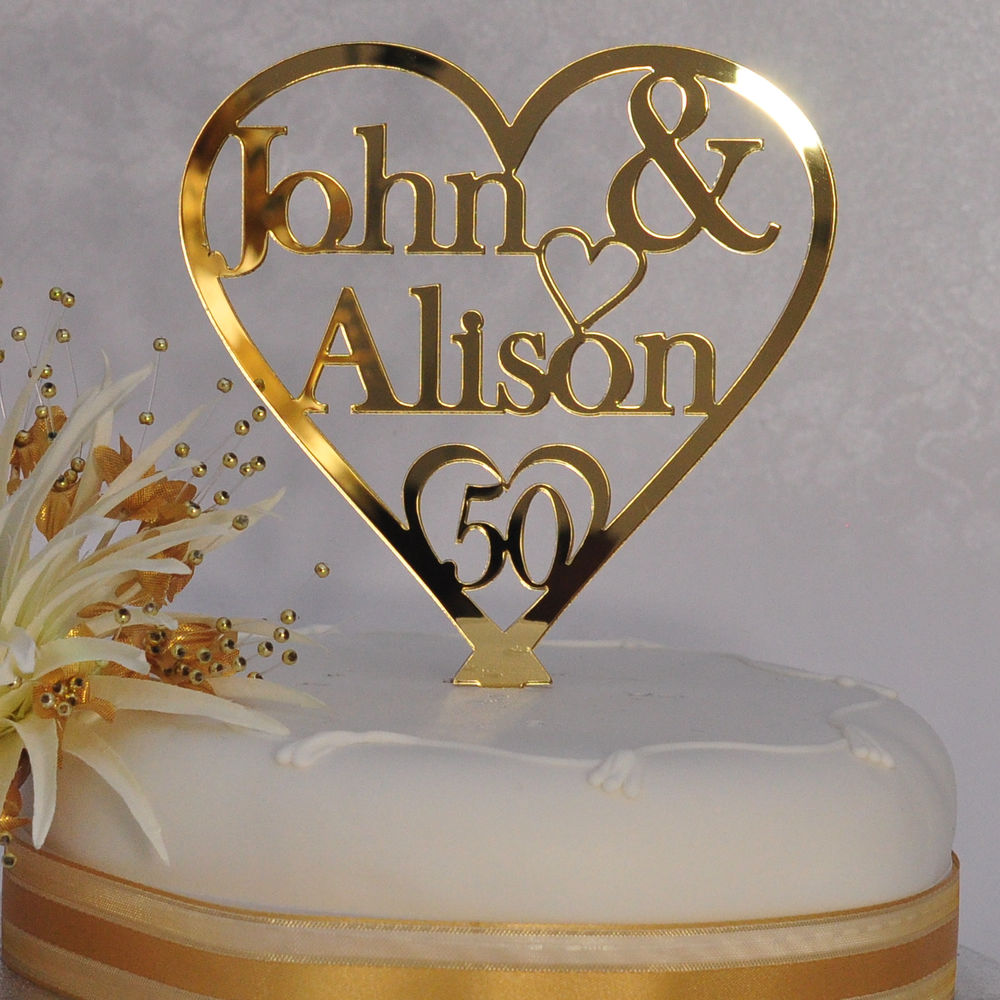 50th Wedding Anniversary Cake Topper