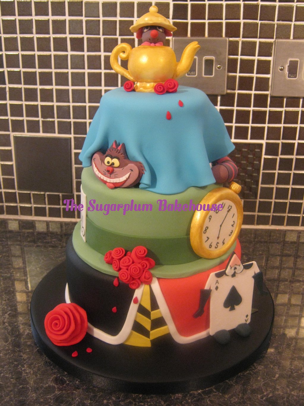 Alice in Wonderland 3 Tier Birthday Cake