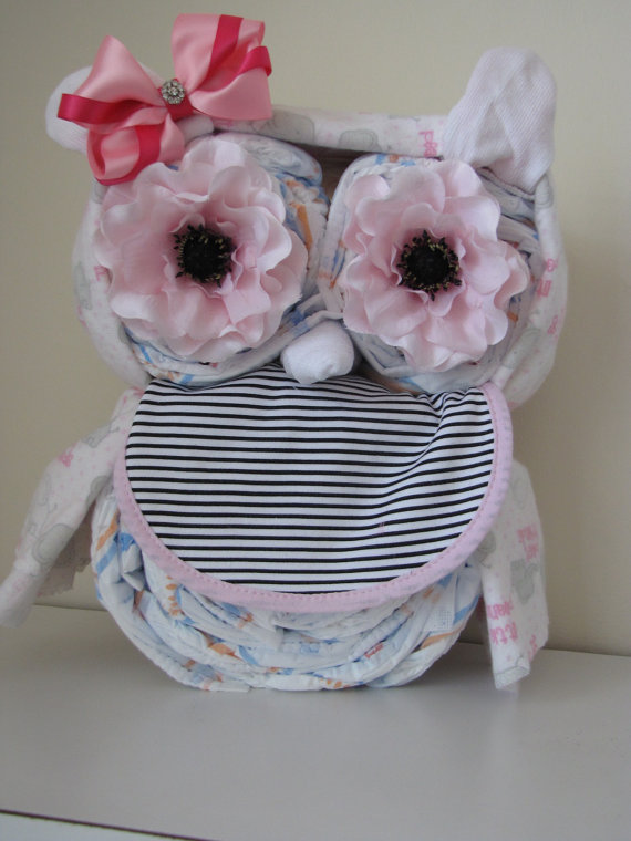 Baby Girl Owl Diaper Cake