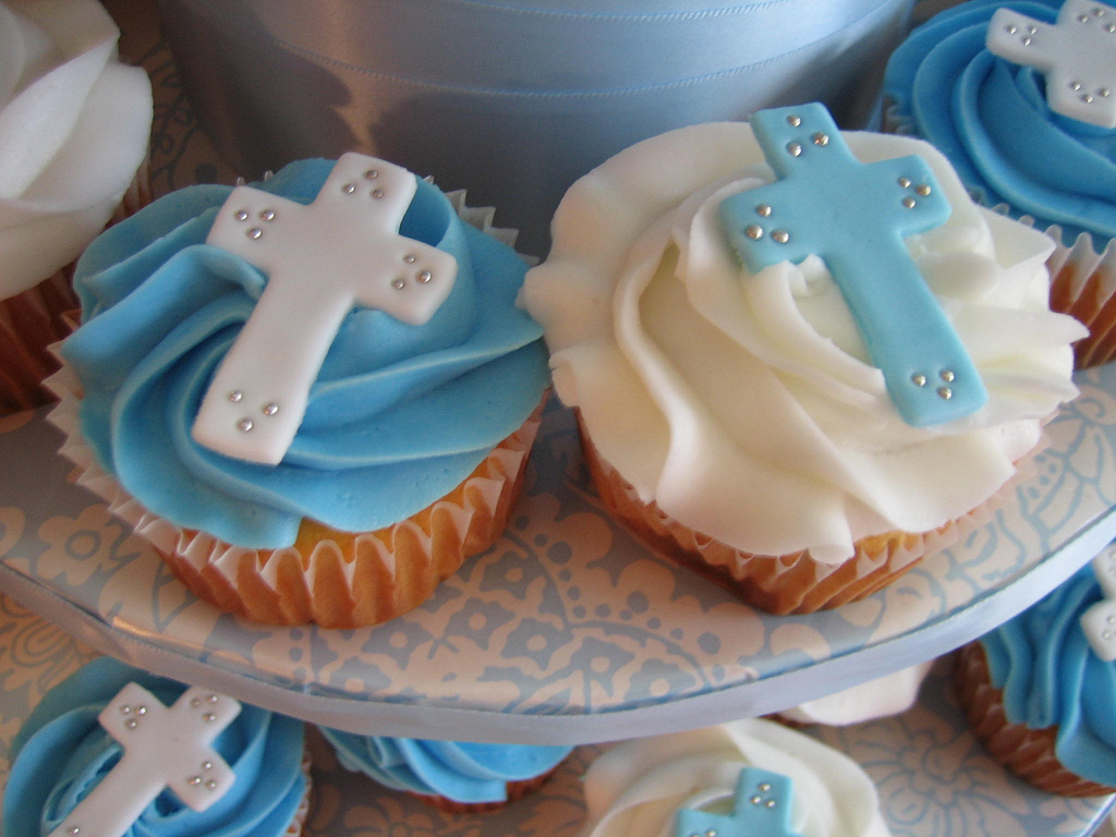 Baptism Cupcake Cross Cake for Boy