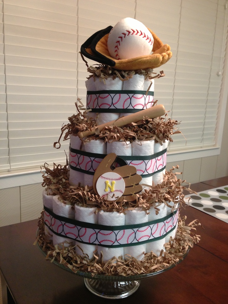 Baseball Baby Shower Diaper Cake