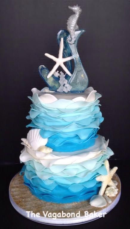 Beach Wedding Cakes with Seashells