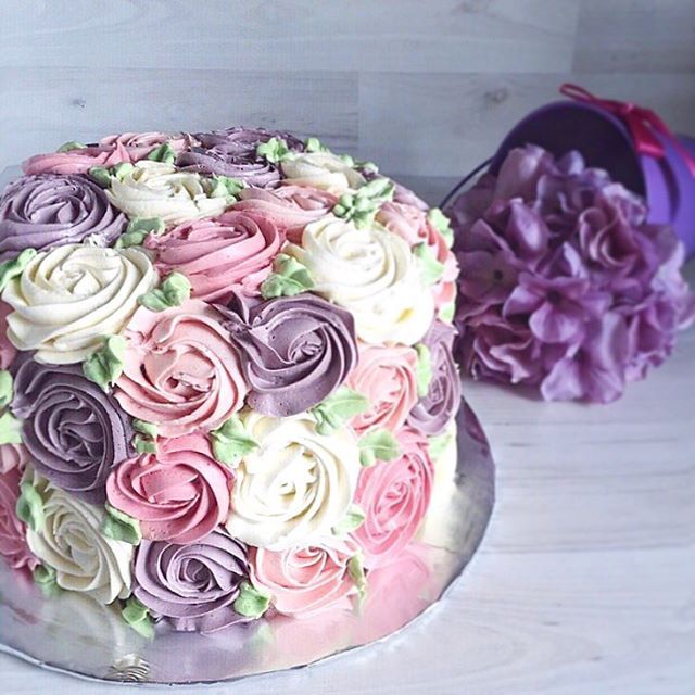 Birthday Cake with Buttercream Roses