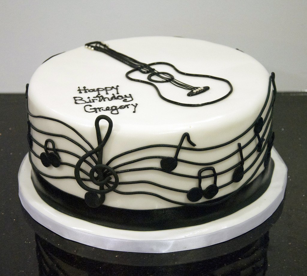 Birthday Cake with Music Notes