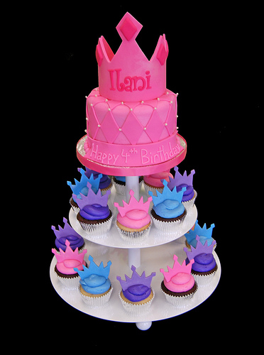 Blue Purple and Pink Birthday Cake