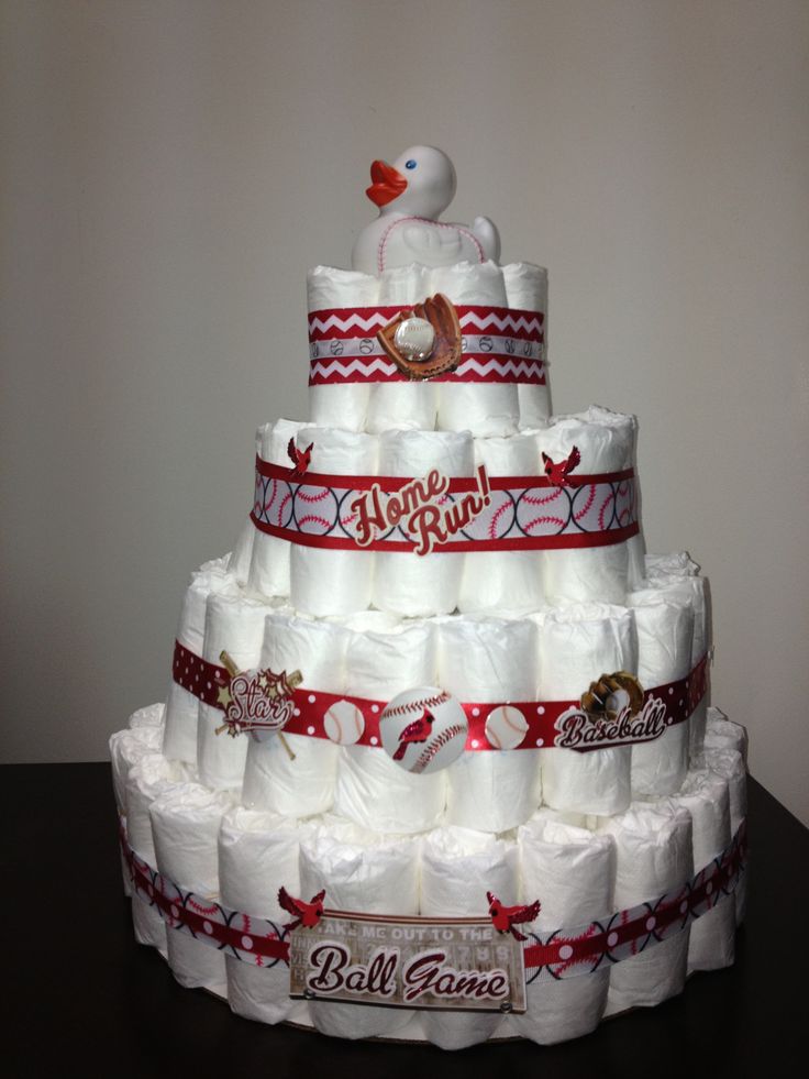 Cardinals Baseball Diaper Cake