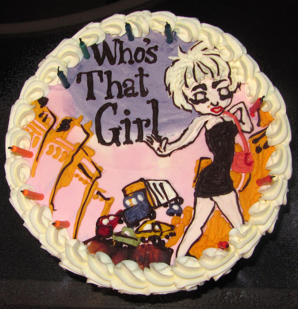 Cartoon Girl with Birthday Cake