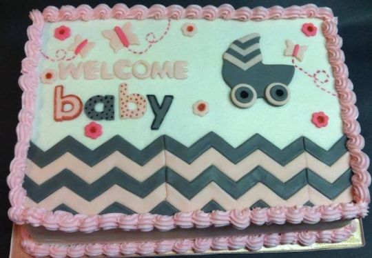 Chevron Baby Shower Sheet Cake