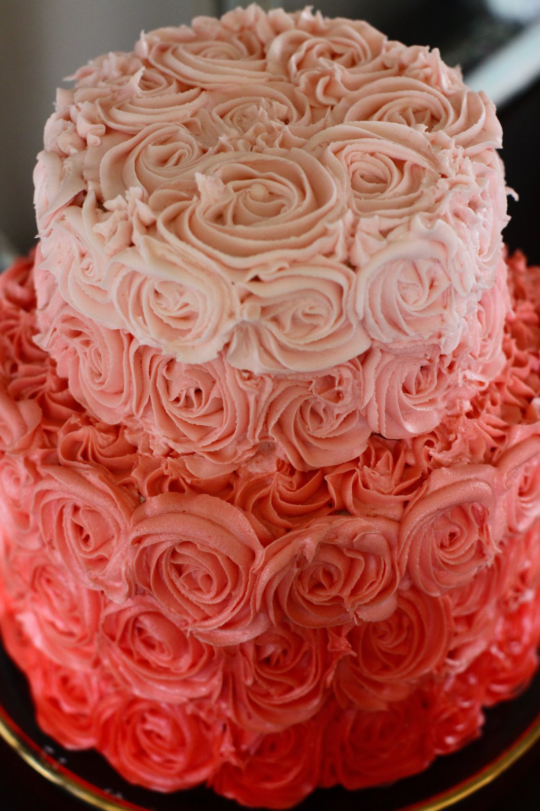 Coral Ombre Rose Cake