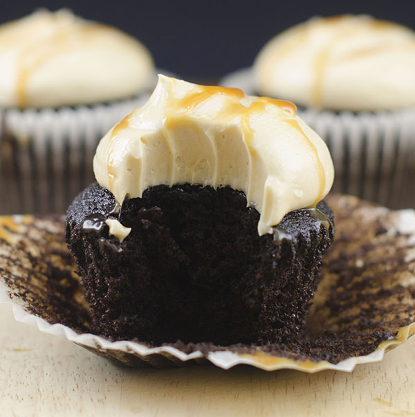 Dark Chocolate Salted Caramel Cupcakes