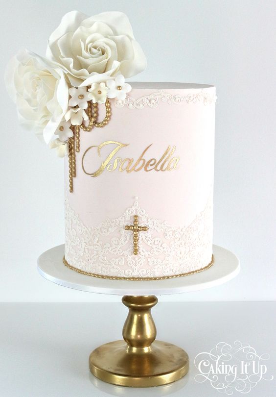 Elegant Baptism Cakes for Girls