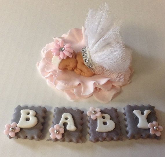 Girl Baby Shower Fondant Cake Toppers