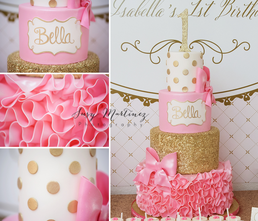 Gold and Pink First Birthday Cake Ideas