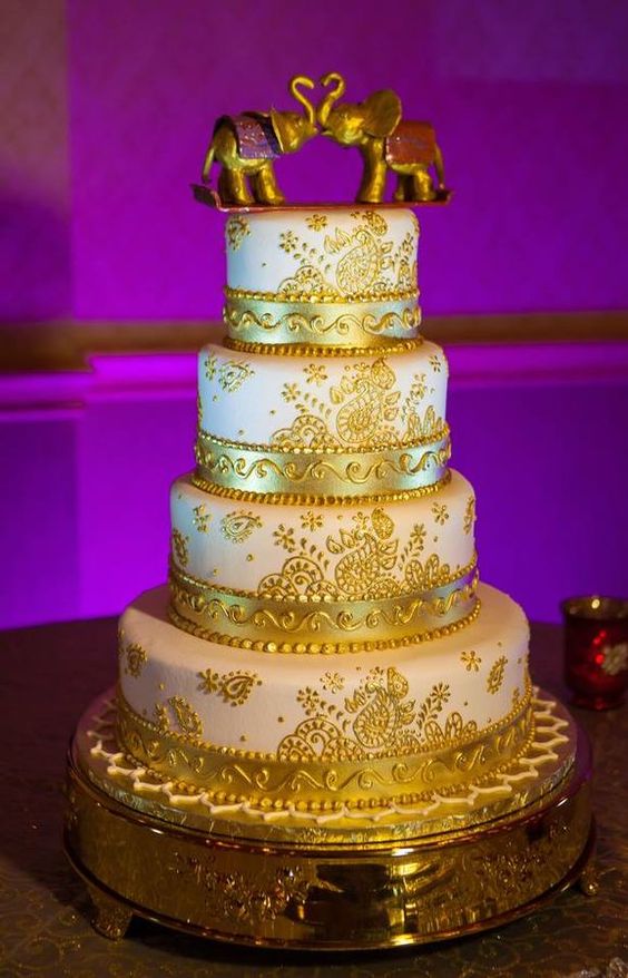 Gold Buttercream Wedding Cake