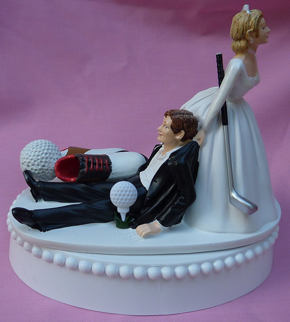 Golf Wedding Cake Toppers Bride and Groom