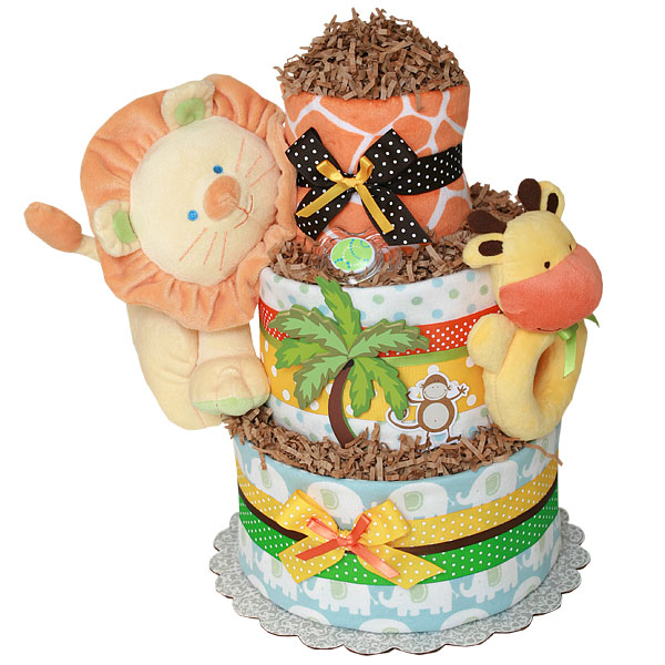 Jungle Animal Baby Shower Diaper Cake