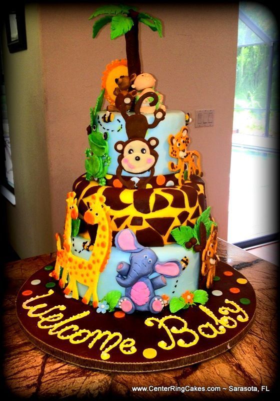 6 Photos of Jungle Themed Cakes For Baby Boys