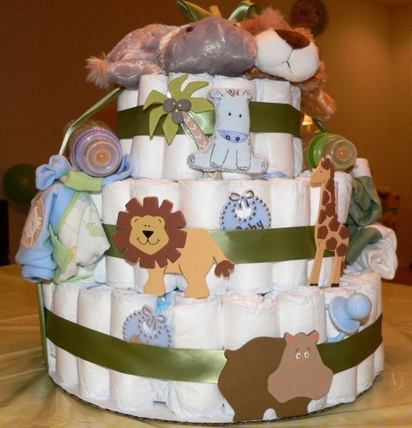 Jungle Theme Baby Shower Diaper Cake