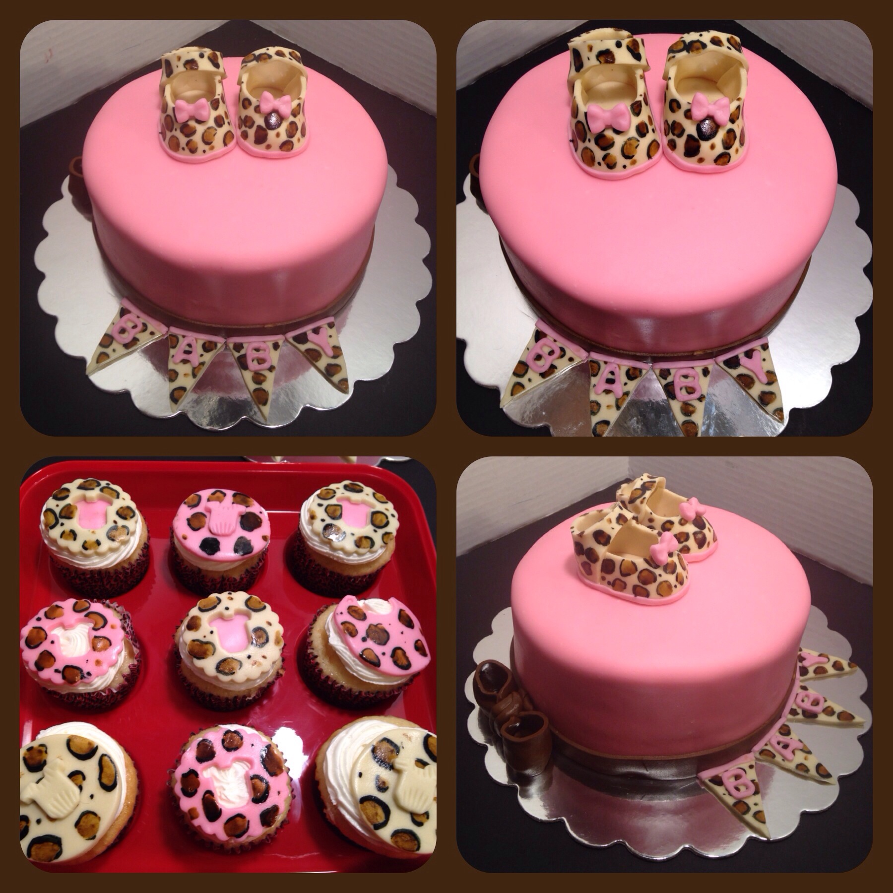 Leopard Print Baby Shower Cake