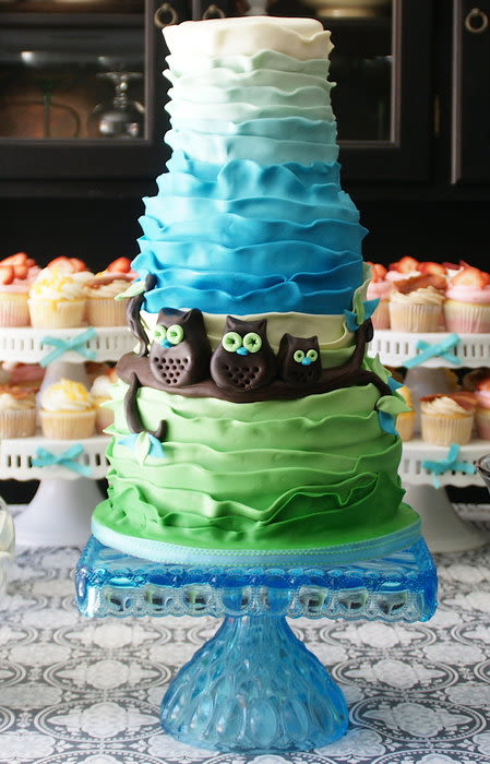 Little Owls Baby Shower Cake