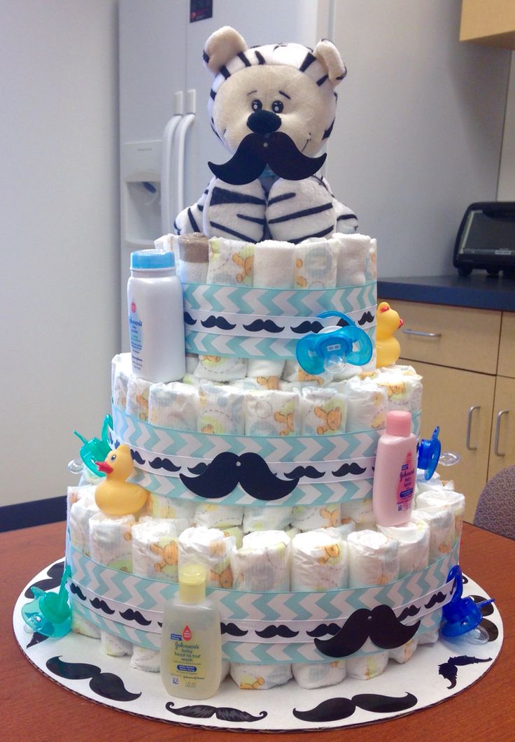 Mustache Diaper Cake