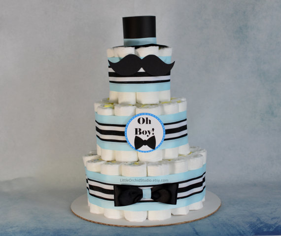 Mustache Diaper Cakes for Boys