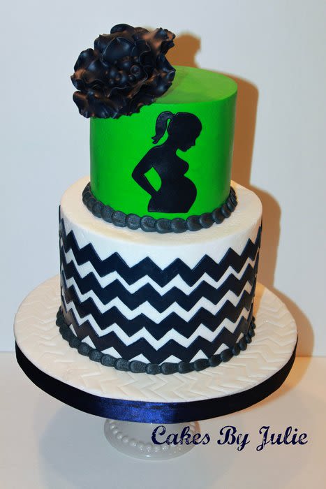 Navy and Chevron Baby Shower Cake