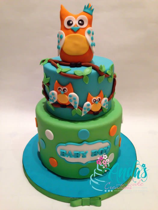 Owl Baby Shower Cake